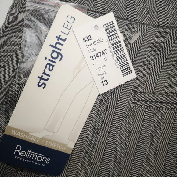 NWT Reitmans Ladies Size 13 Straight Leg Striped Washable/Stretch Dress Pants - Picture 8 of 14